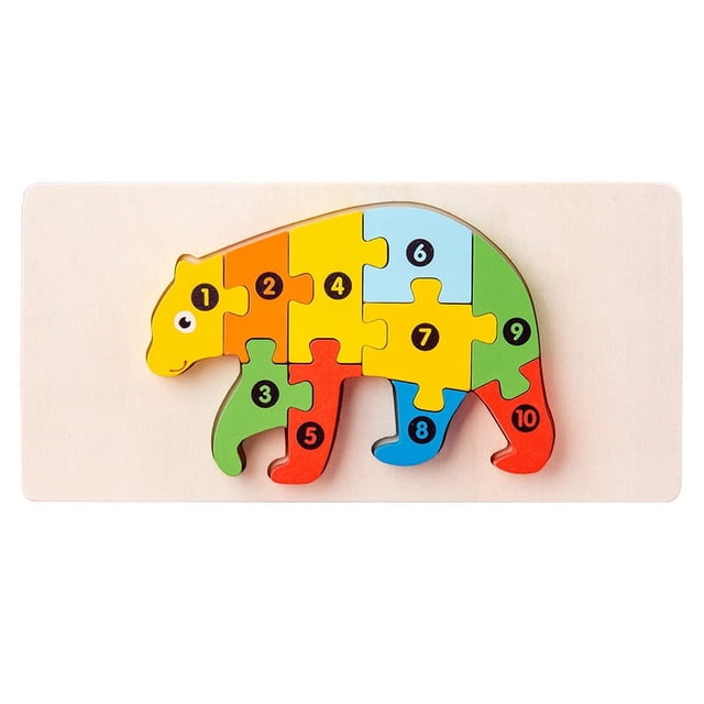 Juguetes educativos cognitivos de madera para educación temprana para niños, rompecabezas estéreo 3D con formas de animales de madera que se acumulan y combinan