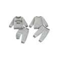 thumbnail image 2 of Loicainy Baby Toddler Boy Fall Clothes Set 6 12 18 24 Month 2T 3T Long Sleeve O Neck Letter Embroidery Striped Sweatshirt Jogger Pants Outfits, 2 of 8