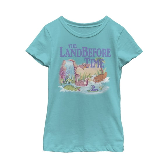 Girl's The Land Before Time Dinosaur Summer Splash Graphic Tee Tahiti Blue Large
