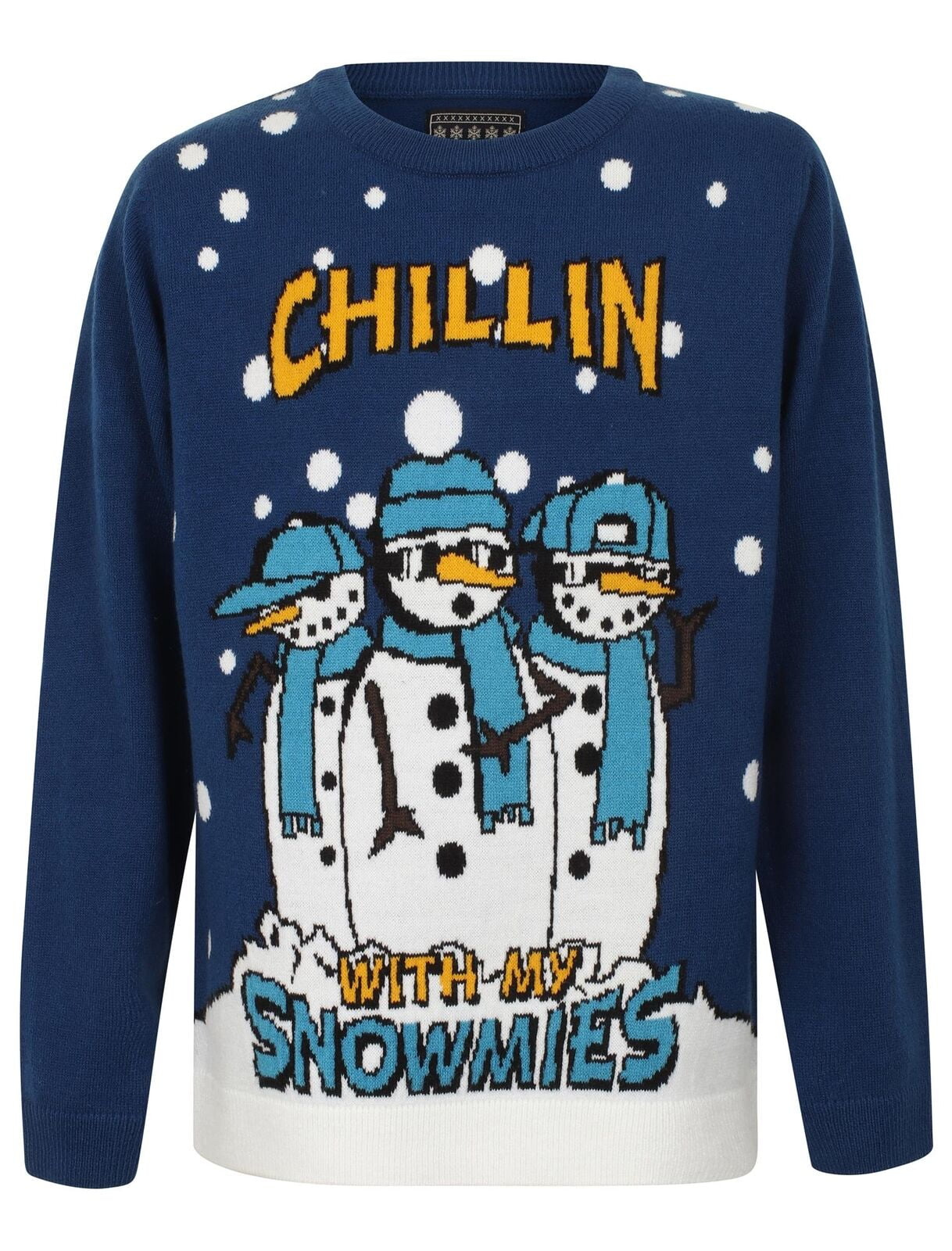 Childrens Boys Knitted Christmas Snowmies Jumper Sweater