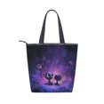 thumbnail image 2 of Zipper canvas bag large capacity large size practical handbag durable Canvas with leather material Purple Alien, 2 of 7