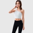thumbnail image 2 of Active Women's One Shoulder Cutout Athletic Crop Top - Large, White, 2 of 7