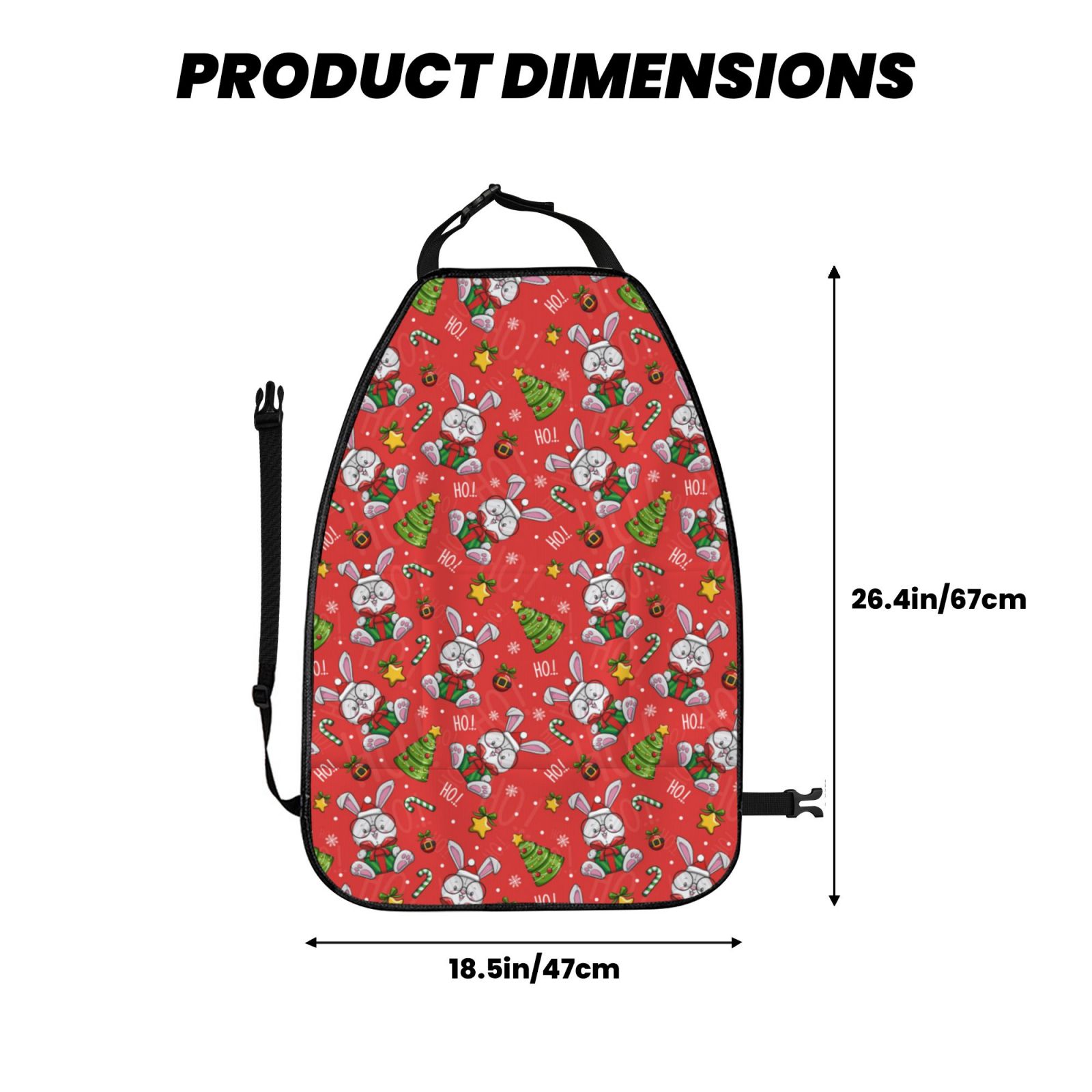 Kdxio Cute Christmas Bunny Print 2 Pack Car Kick Mat Seat Cover Back Protector Mat with Pockets for Organizer Backseat Protector and Storage Anti Kick Pad for Vehicles