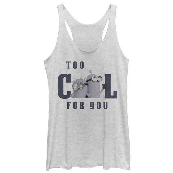 Women's Despicable Me Minions Too Cool for You Racerback Tank Top White Heather Medium