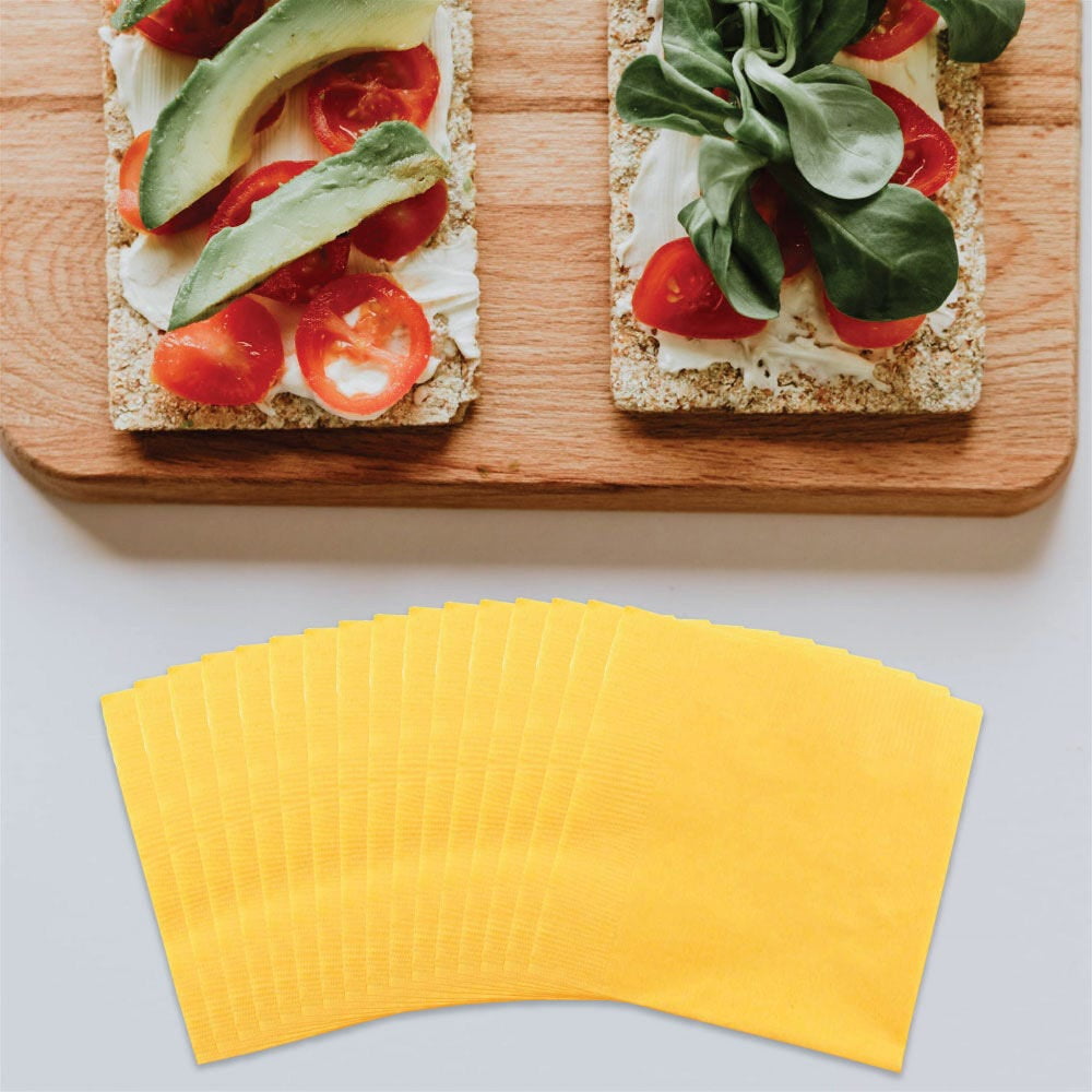 JAM Paper Medium Lunch Napkins, 6 1/2 x 6 1/2, Yellow, 40/Pack