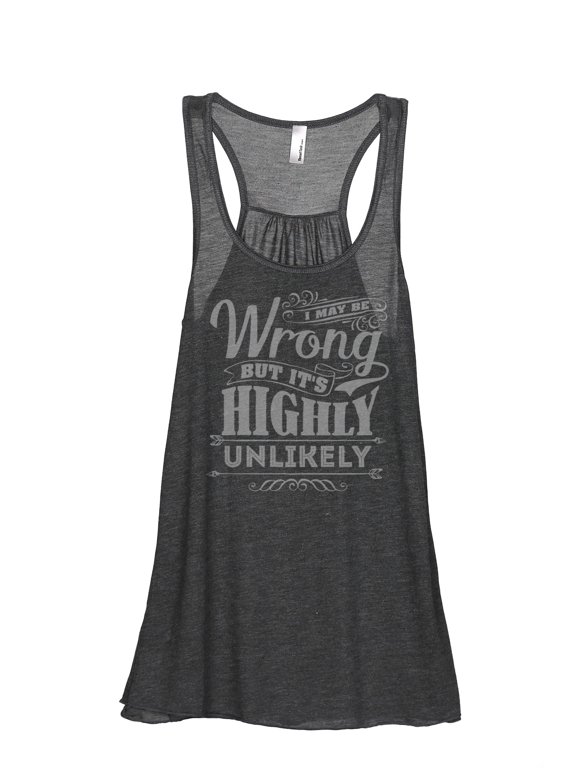 Highly Unlikely Women's Sleeveless Flowy Racerback Tank Top Charcoal Small