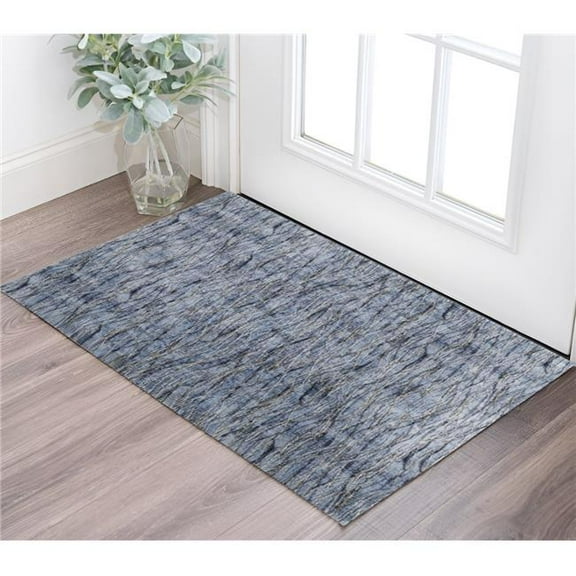 HomeRoots 567722 2 x 3 ft. Abstract Power Loom Rectangle Area Rug, Blue, Ivory & Tan