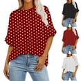 thumbnail image 7 of Diufon Plus Size Tops for Women Summer Casual 3/4 Sleeve Crewneck Loose Shirts Soft Polka Dots Printed Top, 7 of 7