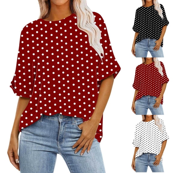 YHAJDS Womens Oversized Summer T Shirts Plus Size Short Sleeve Raglan Sleeve Top with Print Round Neck Loose