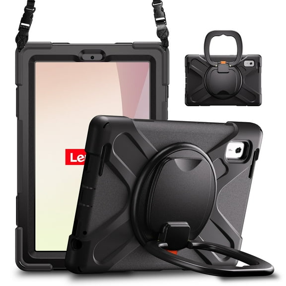 Case for Lenovo Tab M9 9.0 inch 2023 Released TB-310FU, 360 Degree Rotating Hand Grip Shockproof Cover with Shoulder Strap, Black