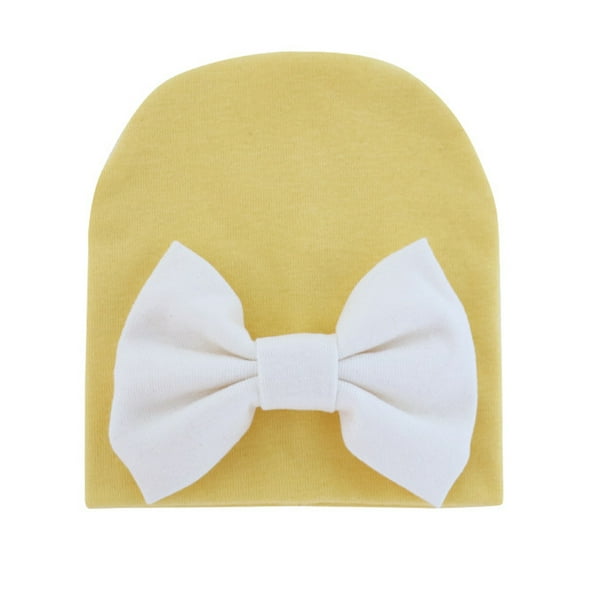 Sonducket Gorros de bebé, gorro con nudo de lazo, bonitos gorros para bebés, regalos de cumpleaños, accesorios cómodos para niños pequeños, mano de Sombreros nudo blanco amarillo Sonducket AP009361-21B