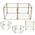 thumbnail image 5 of Front Row Foldable Dog Playpen Pen, Durable Indoor Outdoor Portable Crate Kennel Safe Accessories for Puppy, Cat, Bunny, Pet for Play Exercise Rest with Clear Transparent Panels and Gold Rods, 5 of 7