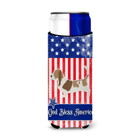 USA Patriotic Basset Hound Michelob Ultra Hugger for slim cans