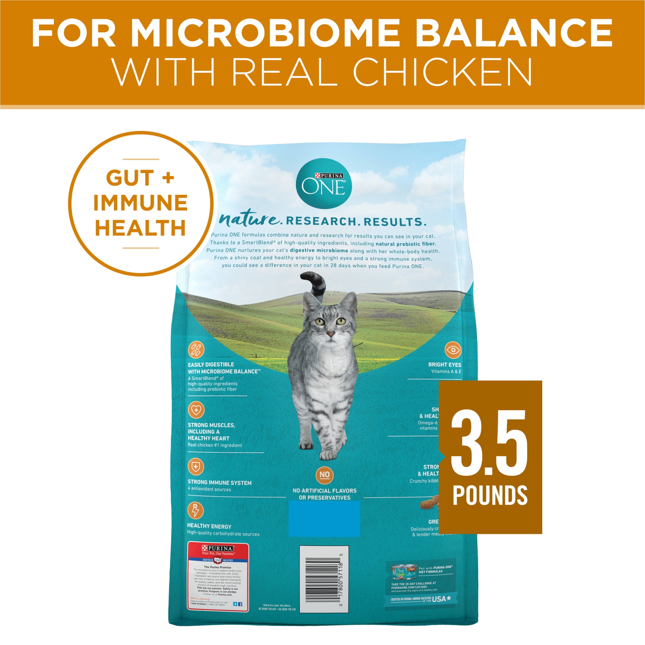 (2 pack) Purina ONE Tender Selects Blend With Real Chicken Digestive Natural Dry Cat Food, 3.5 lb Bag