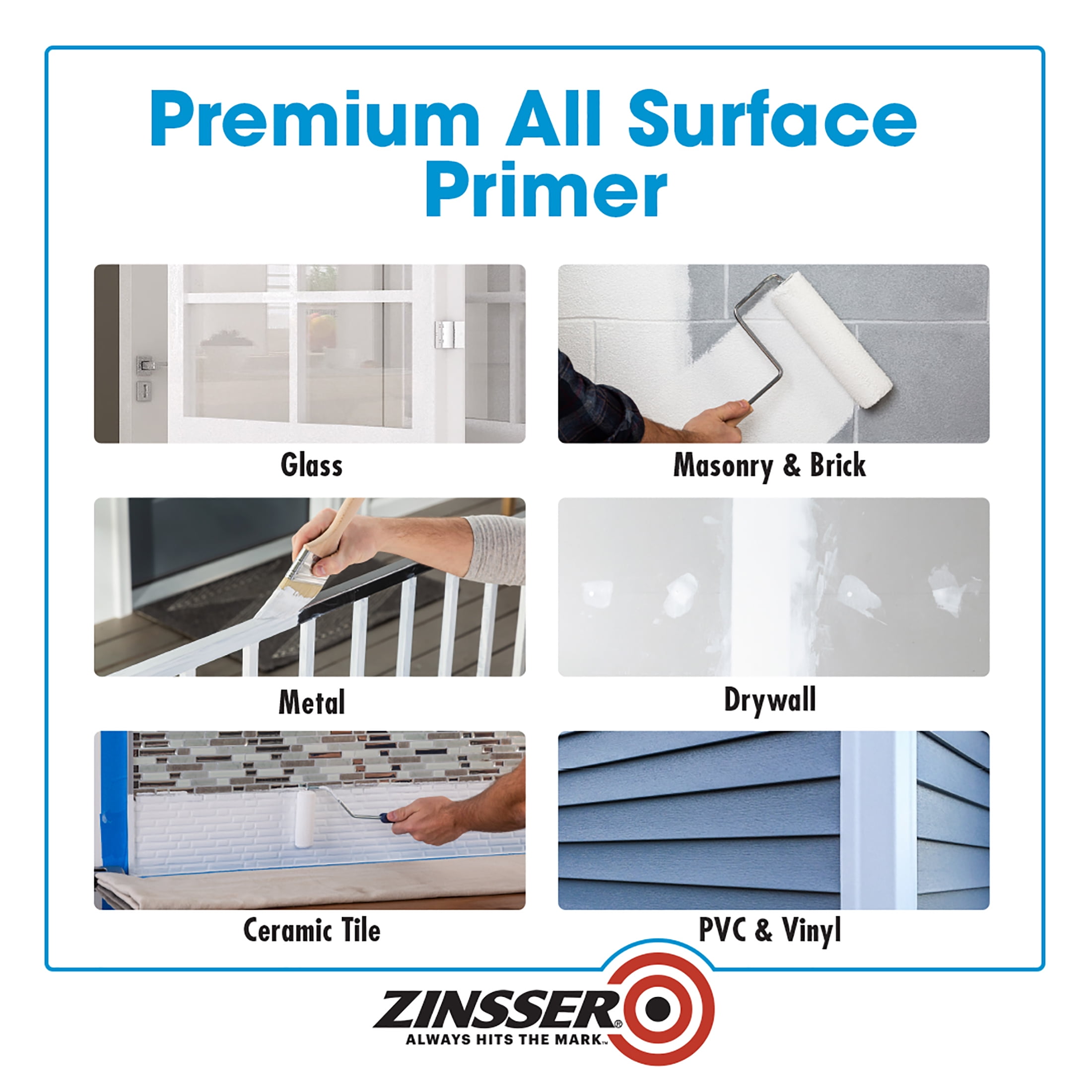 White, Zinsser Bulls Eye 1-2-3 Primer for All Surfaces Flat, 5 Gallon