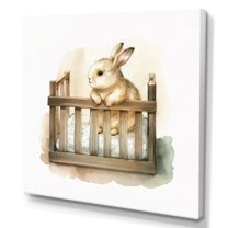Designart Baby Bunny In Crib Canvas Wall Art