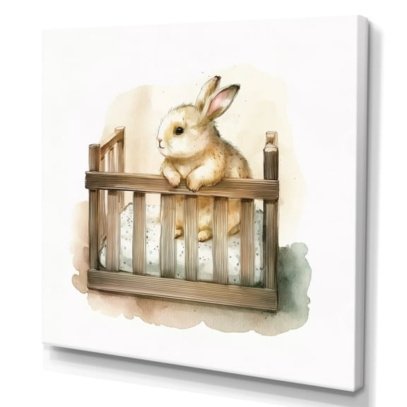 Designart Baby Bunny In Crib Canvas Wall Art