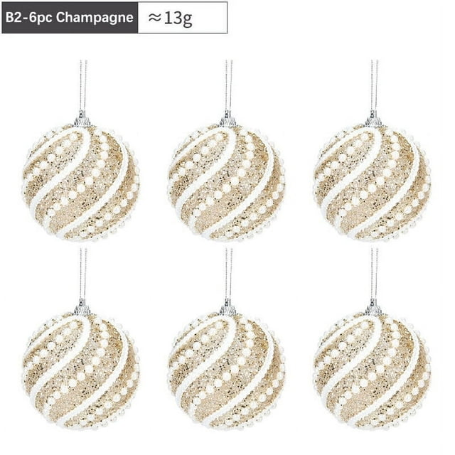 MesaSe 1/6Pcs 8cm Christmas Tree Hanging Balls Sequined Shiny Foam Bauble Pendant