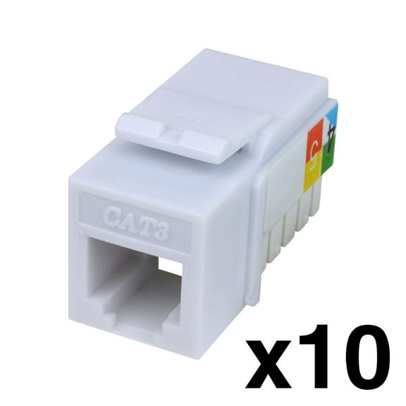 Construct Pro™ Cat3 (RJ-11) 6P4C Keystone Phone Jack (White, 10 Pack) Manufactured by Skywalker