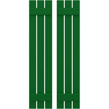 Ekena Millwork 11 1/2"W x 76"H Americraft Three Board (2 Batten) Exterior Real Wood Spaced Board-n-Batten Shutters (Per Pair), Viridian Green