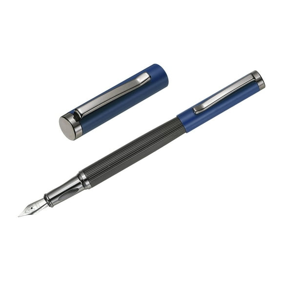 Uxcell Fountain Pen Medium Nib, Metal Fountain Pen Barrel Handcrafted Pen for Professional Office Journaling Gifts, Blue