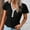 Black, variant on USSUMA Womens Tank Tops Fashion Women's Summer V-Neck Button Short Sleeve Solid Casual Pullove Blouses Tops Vintage Summer Saving Black Polyester XXL