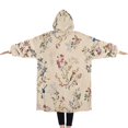 thumbnail image 2 of Oversized Wearable Blanket Hoodie,Pioneer Flower Floral Print Pattern Sherpa Blanket Hoodie with Super Pockets,Super Warm Fuzzy Pullover for Women & Men, 2 of 6