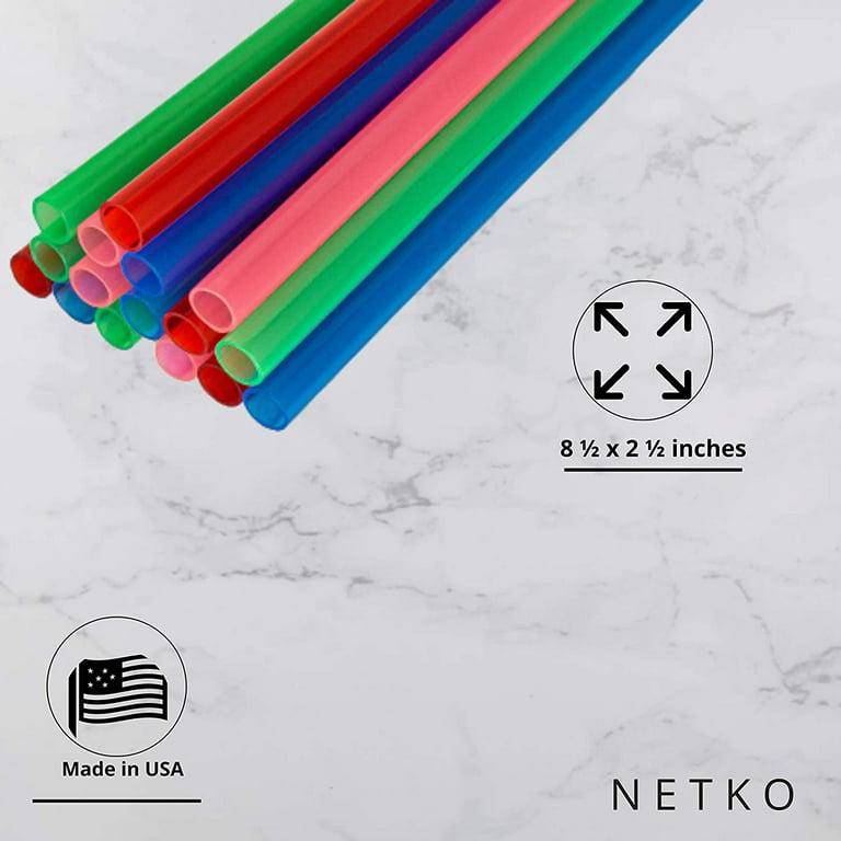 Netko Extra Wide Reusable Plastic Smoothie Straws, Pack of 150, Assorted  Colors 