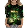 thumbnail image 1 of Tauxra Chandail de la Saint-Patrick pour Adultes, T-Shirt à Manches 3/4 Imprimé Col Rond, T-Shirt Graphique Trèfle Décontracté à Manches Longues pour Activités Festives, 1 of 6