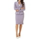 thumbnail image 2 of Conjuntos de falda para mujer INSPIRE CHIC, traje sin cuello, blazer y faldas lápiz, 2 piezas, atuendos elegantes en gris y púrpura, 2 of 6