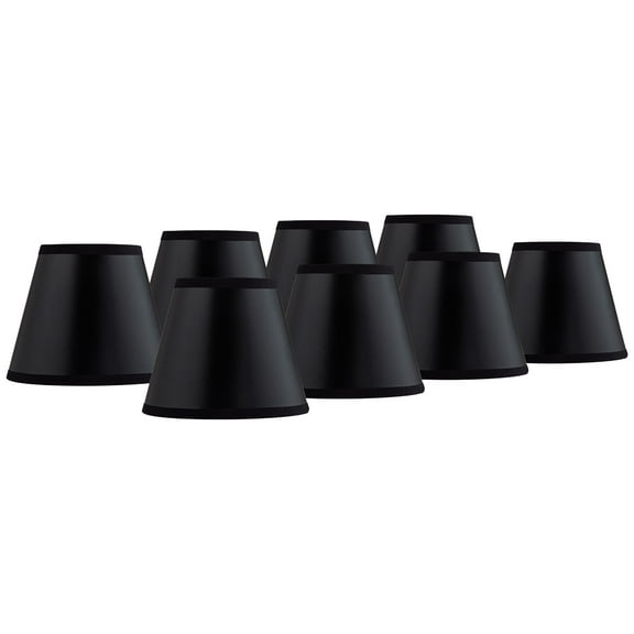 Springcrest Set of 8 Empire Chandelier Lamp Shades Black Paper Small 3" Top x 5" Bottom x 4" High Candelabra Clip-On Fitting
