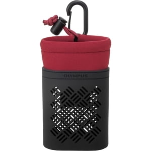 Olympus CSCH-121 Carrying Case for Camera - Red - Bump Resistant Interior, Drop Resistant Interior, Scratch Resistant Interior - Silicone Rubber, Neoprene - Mesh Design - Belt Loop, Carabiner Clip