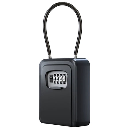 Key Lock Box Waterproof Portable Lock Box for House Key 4-Digit Combination Safe Lockbox with Removable Shackle for Home Outdoor