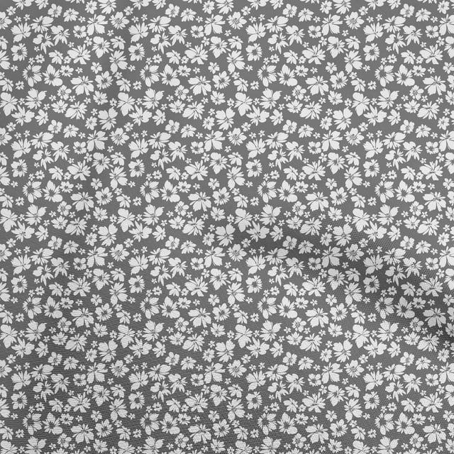 oneOone Tissu Velours Gris Floral Tissu pour Robe Tissu Imprimé au Mètre 58 Pouces de Large