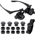 thumbnail image 1 of Magnifying Glass with 2 LED Lights, 8 Detachable Lenses, Head Mounted Magnifier, Hands Free Magnifier for Repair, Watch (2.5X 4X 6X 8X 10X 15X 20X 25X, 1 of 5