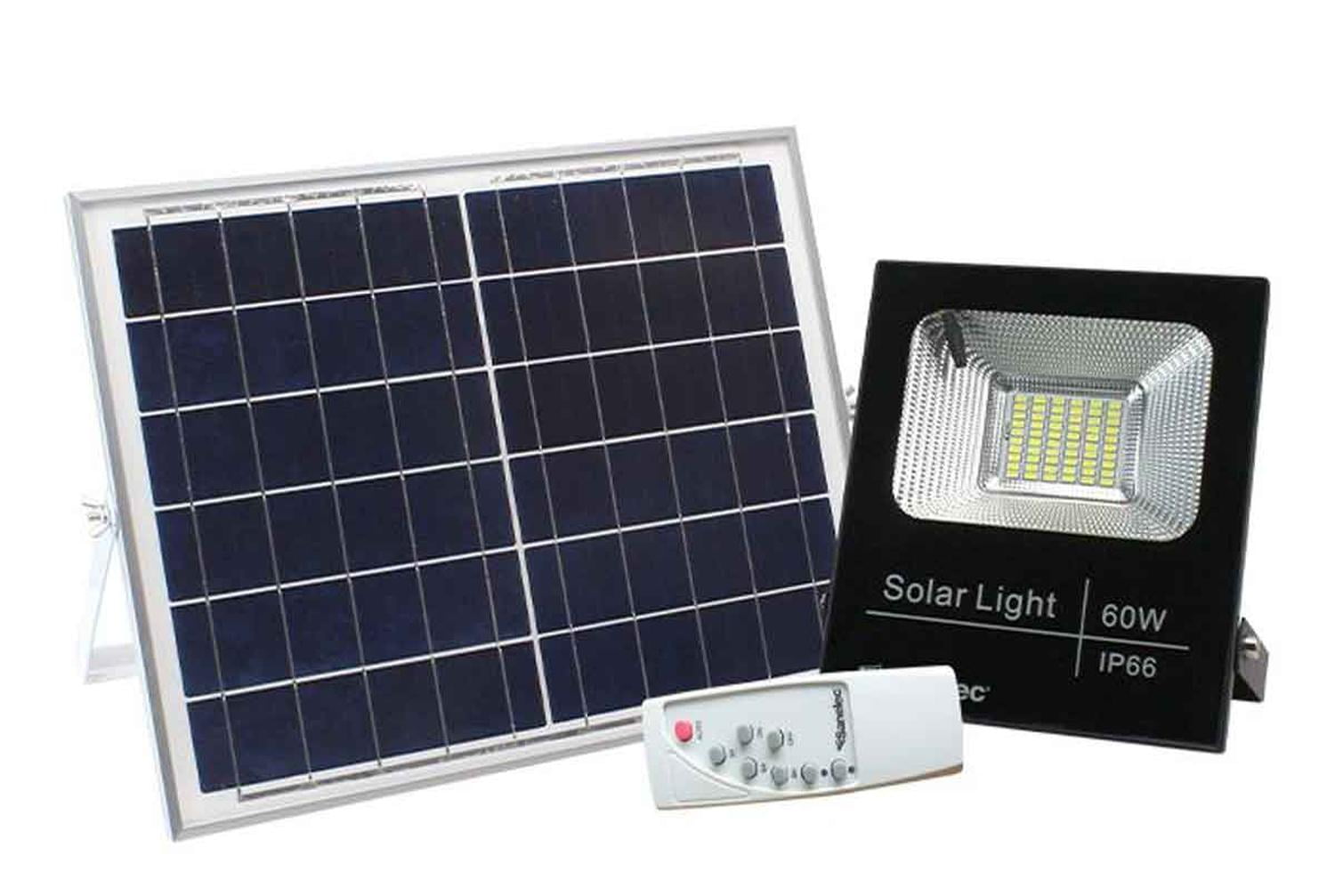 Reflector LED Santul Panel Solar Recargable Exterior 60W Control Remoto ...