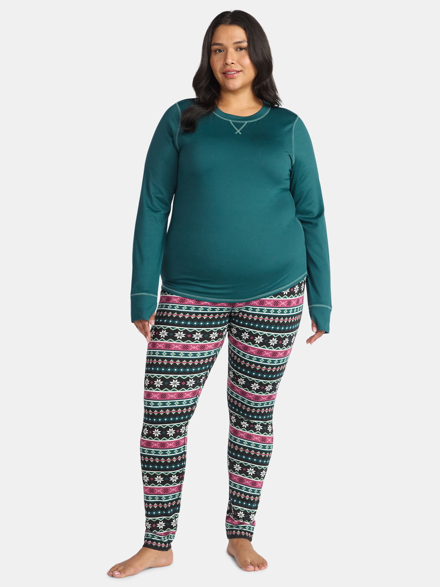 ClimateRight by Cuddl Duds Women's Brushed Comfort Top and Leggings Thermal Base Layer 2-Piece Set, Sizes XS-XXL