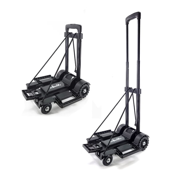 Folding Hand Truck Small Dolly,Foldable Utility cart with 4 Wheels & 2 Elastic Ropes,Foldable Dolly cart,Backpack Trolley,Luggage Platform Truck,Travel,Moving,Shopping,Small,Lightweight for Women