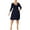 Navy, variant on NY COLLECTION WOMAN Womens Navy Ruched 3/4 Sleeve V Neck Knee Length Evening Fit + Flare Dress Plus 3X