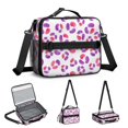 thumbnail image 5 of Pink and Purple Leopard Print Insulated Lunch Bag with Shoulder Strap and Bottle Holder,Bento School Lunch Bag Box,11x9.5x3.5 Inches, 5 of 5