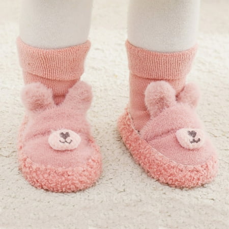 

kpoplk Cute Shoes For Teen Girls Winter Infant Toddler Shoes Boys Girls Baby Shoes Soft Sole Slip On Shoes Cute Animal(Pink)