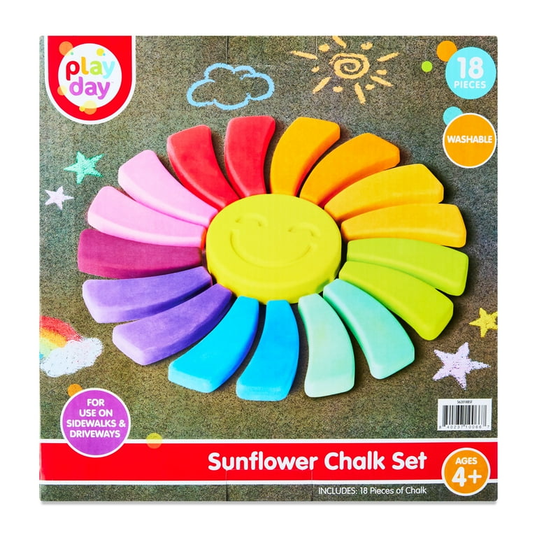 Play Day Sunflower Sidewalk Chalk Set 18-Piece Multicolor