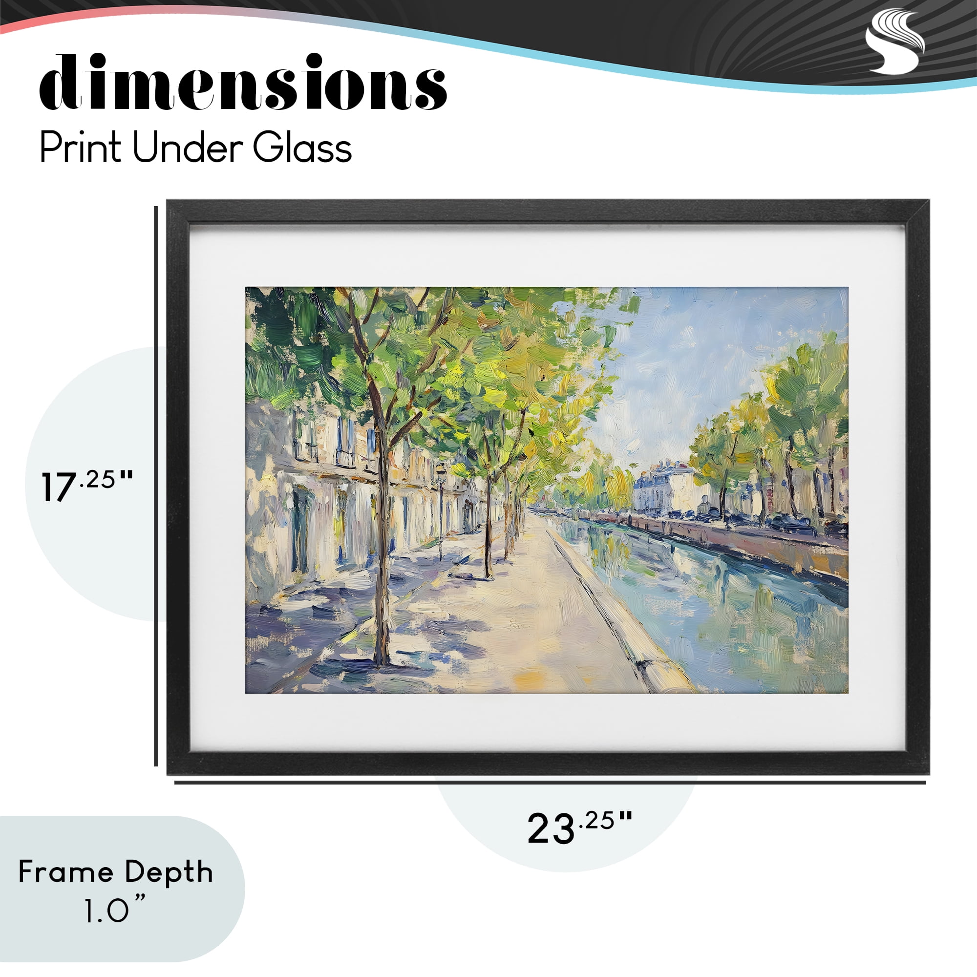 Stupell Industries Montrouge Canal Promenade Black Framed Print Under Glass, design by Creative Studio