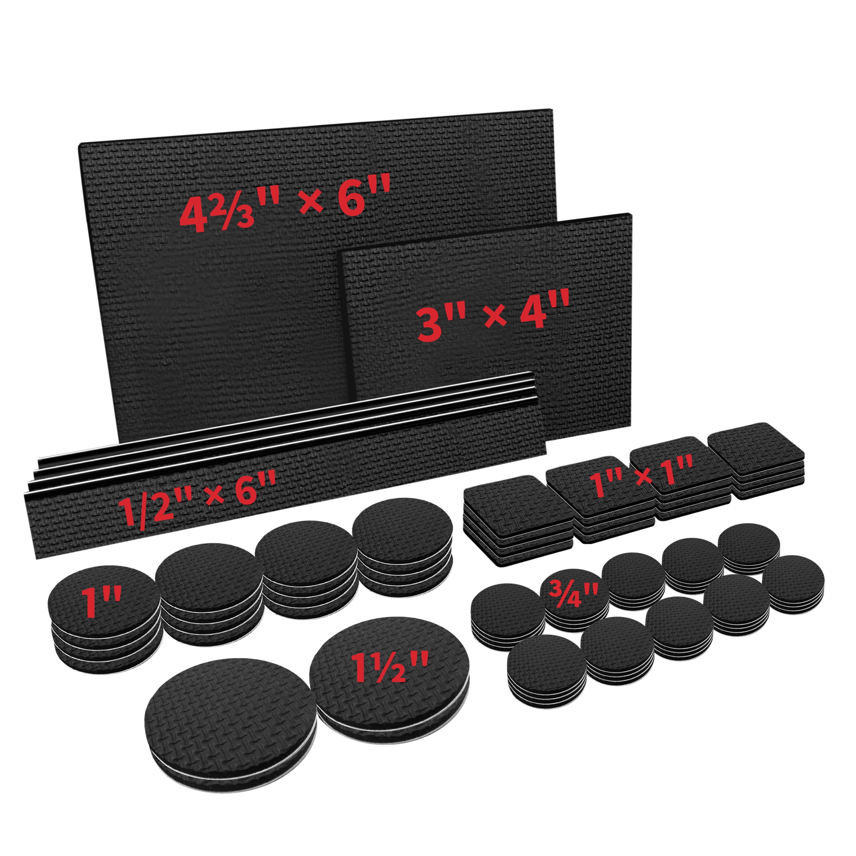 Super Sliders Non-Slip Furniture Gripper Pads, Peel and Stick, 133 Pack, Assorted Sizes, Black