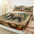 thumbnail image 3 of Castle Fairy Wildlife Bear 3pcs Twin Sheet Sets,Jungle Animal Twin Fitted Sheet,Tree Branches Breathable Flat Sheet,Lightweight Rustic Room Decor, 3 of 7