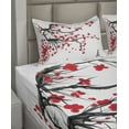 thumbnail image 4 of Ambesonne Sakura Fitted & Top Sheet Set with Shams, Watercolor Summer Garden, Vermilion Grey and White, 4 of 5