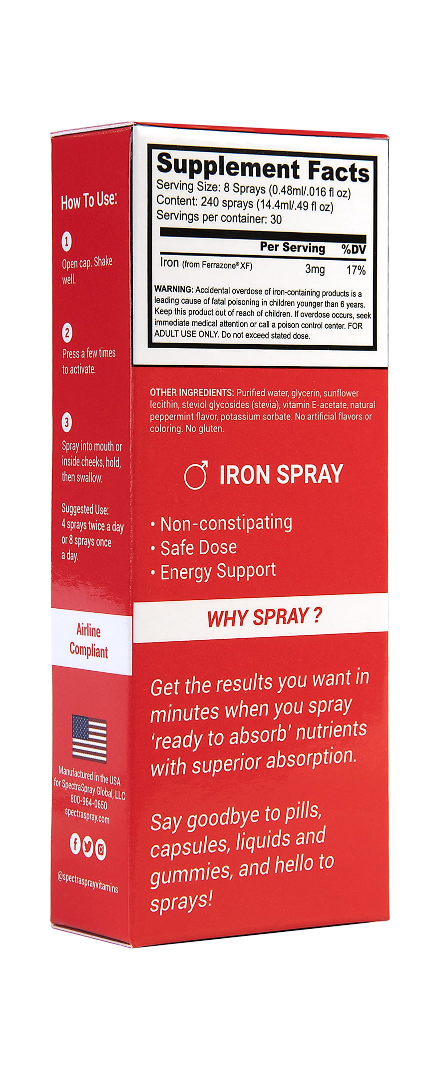 Iron Oral Spray Supplement by SpectraSpray