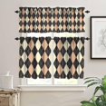 thumbnail image 3 of Mid Century Vintage Valances Set for Kitchen, Medieval Retro Abstract Geometric Blocks Home Decor Rod Pocket Window Drapes for Living Room Dining Room Office 52x18 Inch + 27x36 Inch X 2, 3 of 5