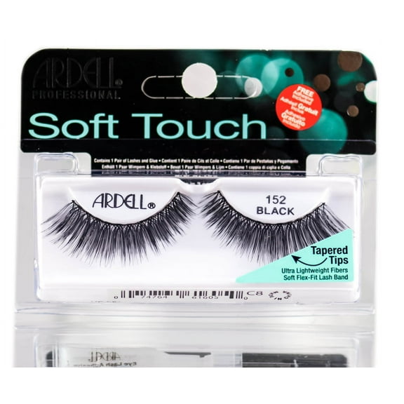 Ardell Soft Touch Tapered Tip Lashes 152 Black - 61605 - Pack of 1 with Sleek Comb