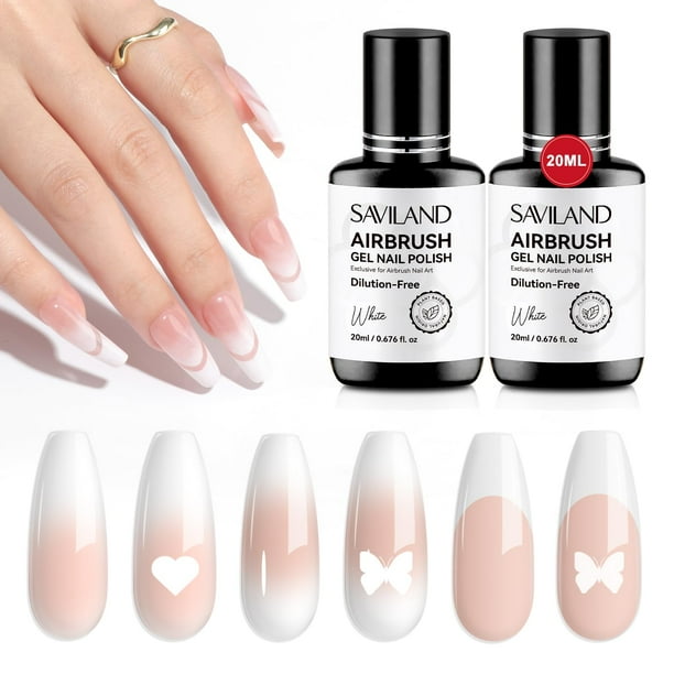 Esmalte de uñas en gel con aerógrafo SAVILAND Advanced White, 20 ml, 2 unidades